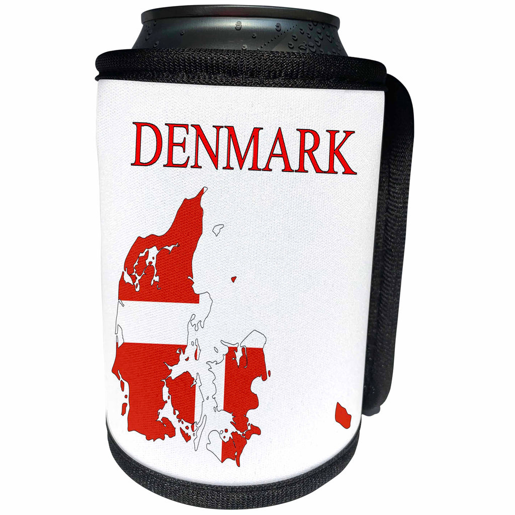 3dRose Florene Maps In Exotic Outline - Image of Exotic Denmark Map In Flag Colors - Can Cooler Bottle Wrap (cc_243562)