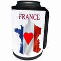 3dRose Florene Maps In Exotic Outline - Image of Exotic France Map In Flag Colors With Big Heart - Can Cooler Bottle Wrap (cc_243564)