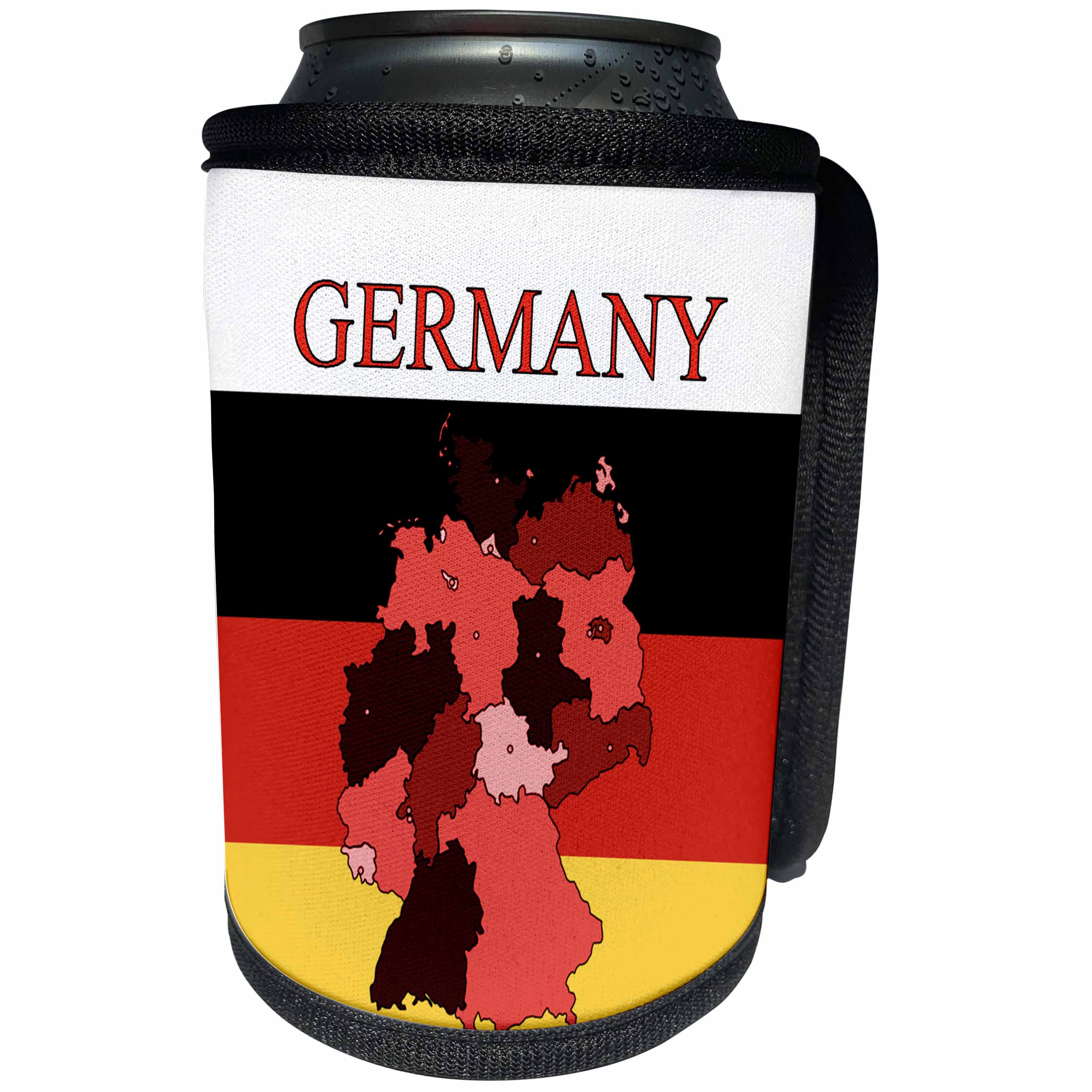 3dRose Florene Maps In Exotic Outline - Image of Exotic Germany Map On Flag of Germany - Can Cooler Bottle Wrap (cc_243565)