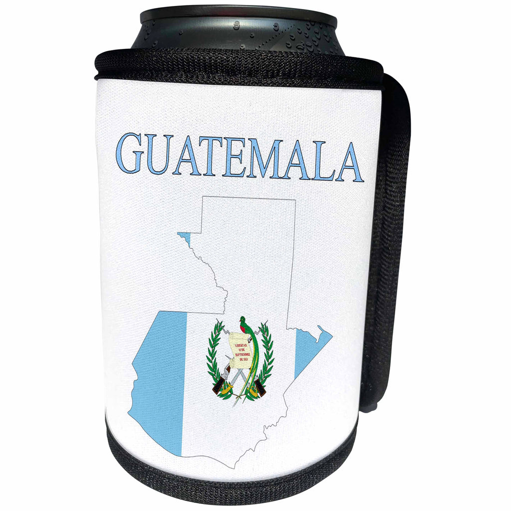 3dRose Florene Maps In Exotic Outline - Image of Exotic Guatemala Map In Flag Colors With Seal - Can Cooler Bottle Wrap (cc_243566)