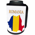 3dRose Florene Maps In Exotic Outline - Image of Exotic Romania Map In Flag Colors - Can Cooler Bottle Wrap (cc_243568)