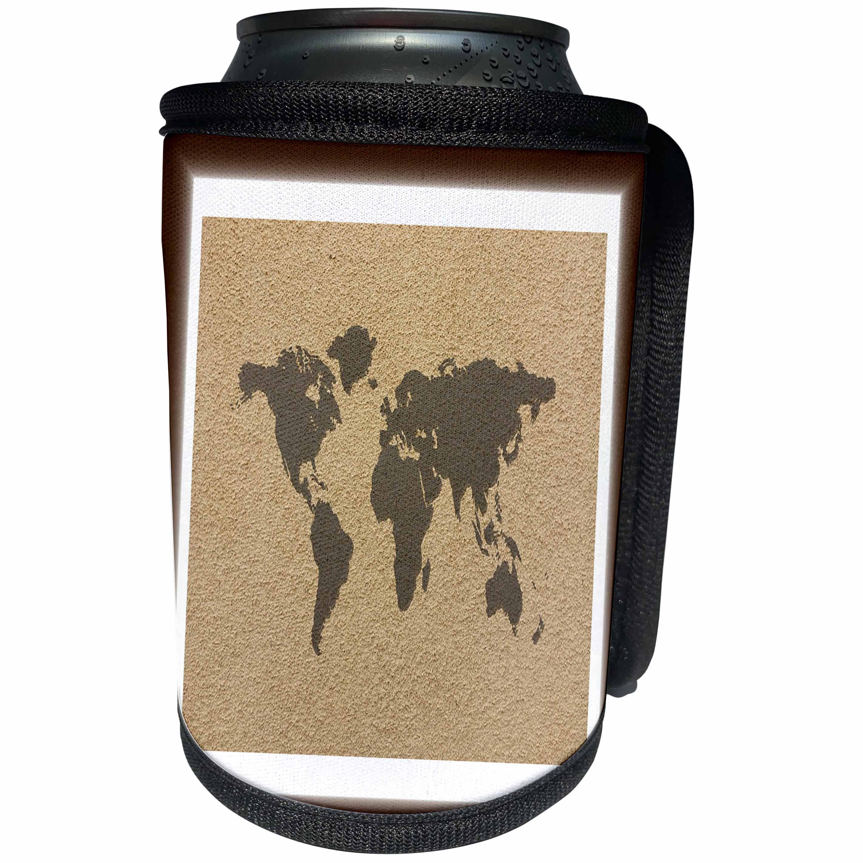3dRose Florene Maps In Exotic Outline - Image of Exotic Map Of World On Tan Concrete - Can Cooler Bottle Wrap (cc_243571)