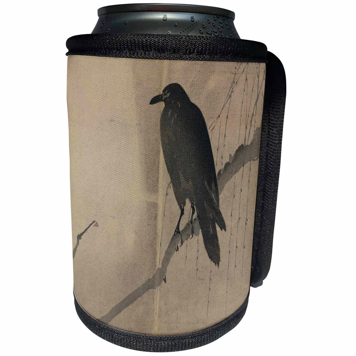 3dRose Florene Oriental - Image of Ancient Japanese Wood Cut Painting Of Blackbird - Can Cooler Bottle Wrap (cc_243580)