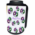 3dRose Florene Jewish Themes - Image of Purple And Green Purim Masks With Happy Purim - Can Cooler Bottle Wrap (cc_243582)