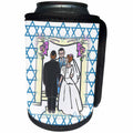 3dRose Florene Jewish Themes - Image of Bride And Groom Under Chuppah On Jewish Stars - Can Cooler Bottle Wrap (cc_243584)