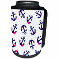 3dRose Florene Nautical Décor - Image of Nautical Anchor With Hearts Repeat Pattern - Can Cooler Bottle Wrap (cc_243589)