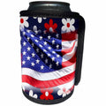 3dRose Florene Patriotic - Image of American Flag On Red White Blue Flowers - Can Cooler Bottle Wrap (cc_243596)