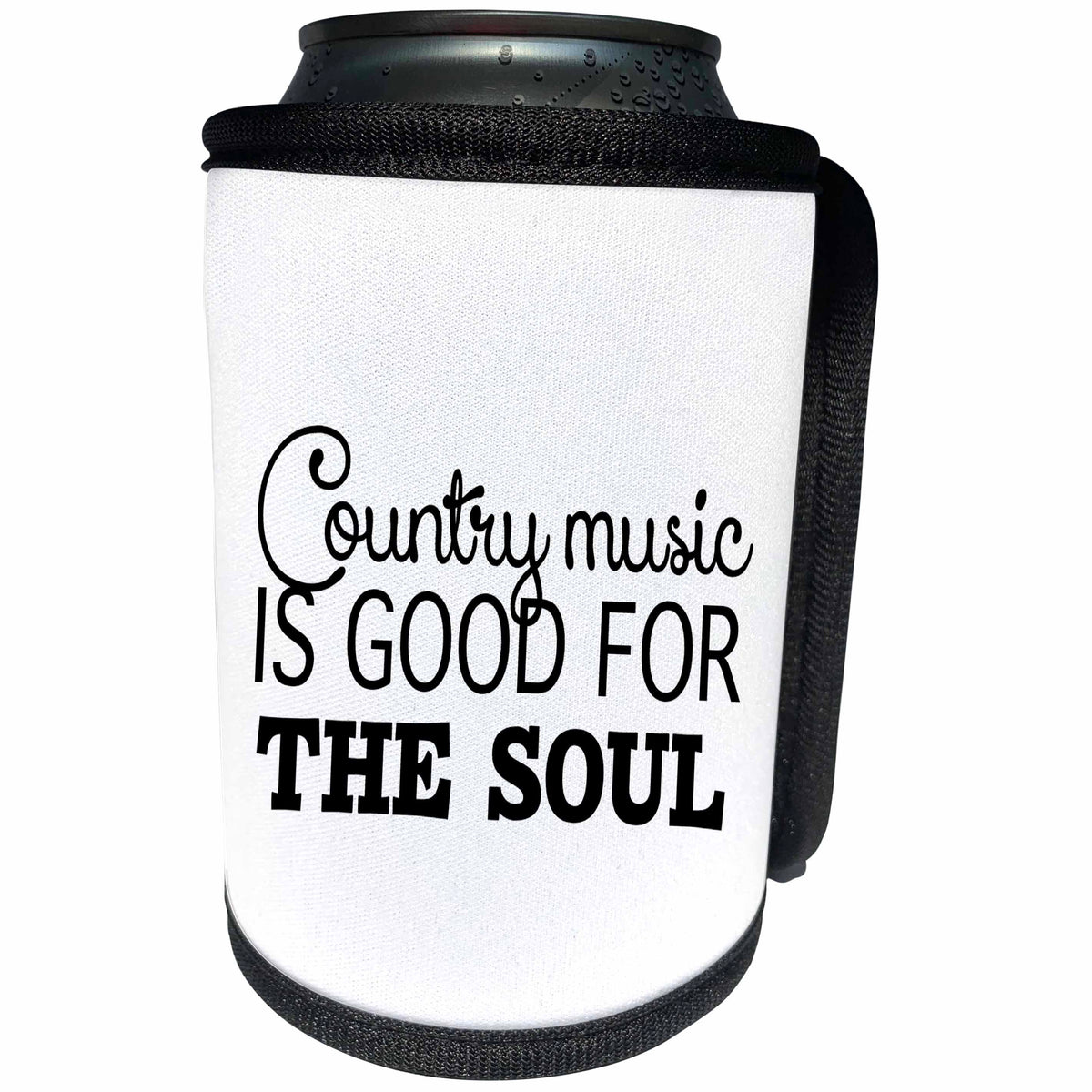 3dRose Tory Anne Collections Quotes - COUNTRY MUSIC IS GOOD FOR THE SOUL - Can Cooler Bottle Wrap (cc_243929)