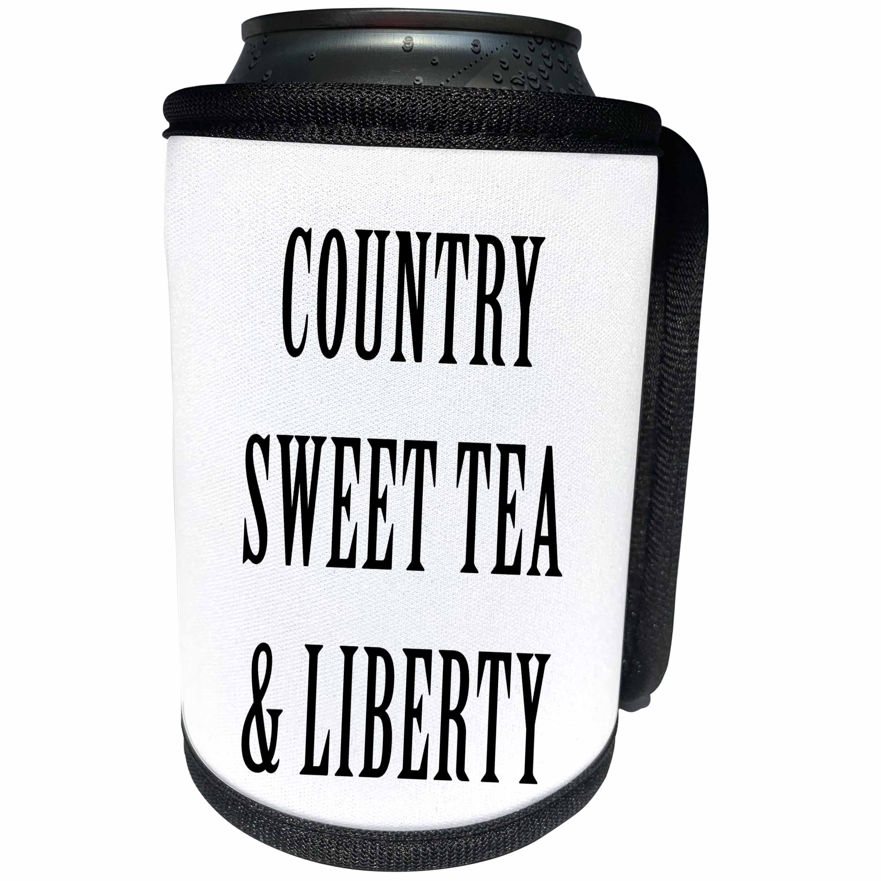 3dRose Tory Anne Collections Quotes - COUNTRY SWEET TEA AND LIBERTY - Can Cooler Bottle Wrap (cc_243980)