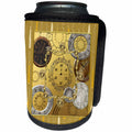3dRose Beverly Turner Graduation Design - Time Pieces, Clocks, Graduation Caps, and Tassels, Gold Frame - Can Cooler Bottle Wrap (cc_244191)
