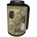 3dRose Beverly Turner Graduation Design - Time Pieces, Clocks, Graduation Caps, and Tassels, Bronze Frame - Can Cooler Bottle Wrap (cc_244192)