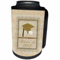 3dRose Beverly Turner Graduation Design - Cap, Diploma, Musical Notes, Peach, Class of 2017 - Can Cooler Bottle Wrap (cc_244208)