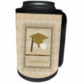 3dRose Beverly Turner Graduation Design - Cap, Diploma, Musical Notes, Peach, Congratulations - Can Cooler Bottle Wrap (cc_244209)