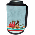 3dRose Beverly Turner Baby Stuff Design - Baby Bear Riding on a Train, Colorful Design - Can Cooler Bottle Wrap (cc_244220)