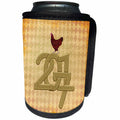 3dRose Beverly Turner Chinese New Year Design - Red Chicken Hen on 2017 Numbers, Peach Orange Diamond Background - Can Cooler Bottle Wrap (cc_244229)