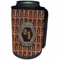 3dRose Beverly Turner Chinese New Year Design - Gold Rooster, Hexagon, Chinese Writing Background, Black, Mauve, Gray - Can Cooler Bottle Wrap (cc_244231)