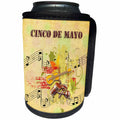 3dRose Beverly Turner Cinco De Mayo Design - Cinco de Mayo Maracas, Guitar, Bongos, Musical Notes Abstract, Yellow - Can Cooler Bottle Wrap (cc_244235)