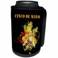 3dRose Beverly Turner Cinco De Mayo Design - Cinco de Mayo Maracas, Guitar, Bongos, Musical Notes Abstract, Black - Can Cooler Bottle Wrap (cc_244237)