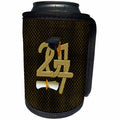 3dRose Beverly Turner Graduation Design - Gold 2017 Graduation Cap and Diploma, Gold, Brown Square Background - Can Cooler Bottle Wrap (cc_244238)