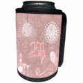 3dRose Beverly Turner New Years Design - New Year 2017, Champagne, Glasses, Clock, Balloon, Whistle, pink - Can Cooler Bottle Wrap (cc_244245)