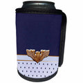 3dRose Beverly Turner Military Design - Military Gold Wings on Dark Blue and Light Blue with Dark Blue Stars - Can Cooler Bottle Wrap (cc_244248)