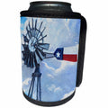 3dRose Melissa A. Torres Art Texas - Image of windmill with Texas Flag on background of clouds - Can Cooler Bottle Wrap (cc_244258)