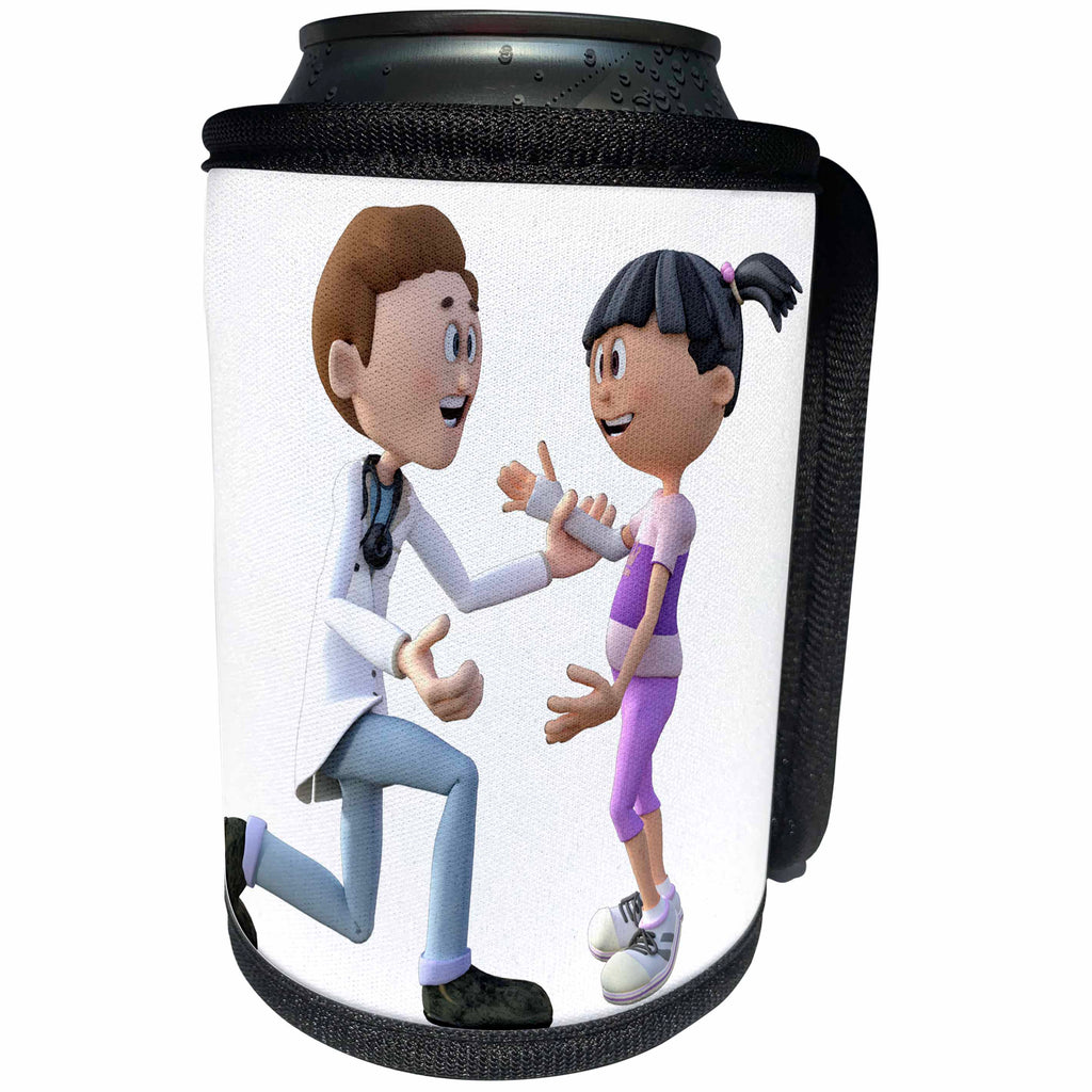 3dRose Boehm Graphics Cartoon - Cartoon Doctor - Can Cooler Bottle Wrap (cc_244279)