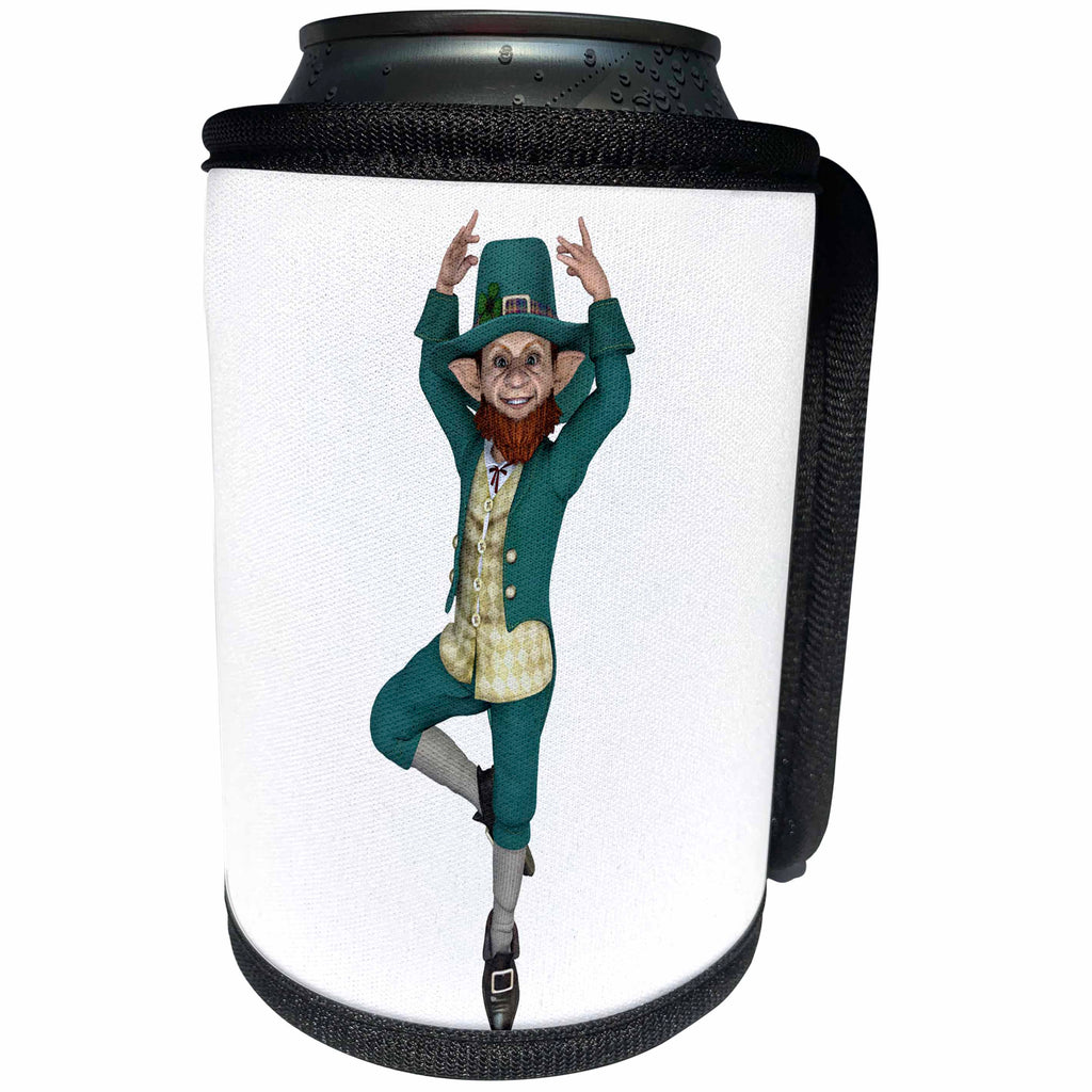 3dRose Boehm Graphics Holiday Saint Patricks Day - A Leprechaun Dancing a Jig - Can Cooler Bottle Wrap (cc_244283)