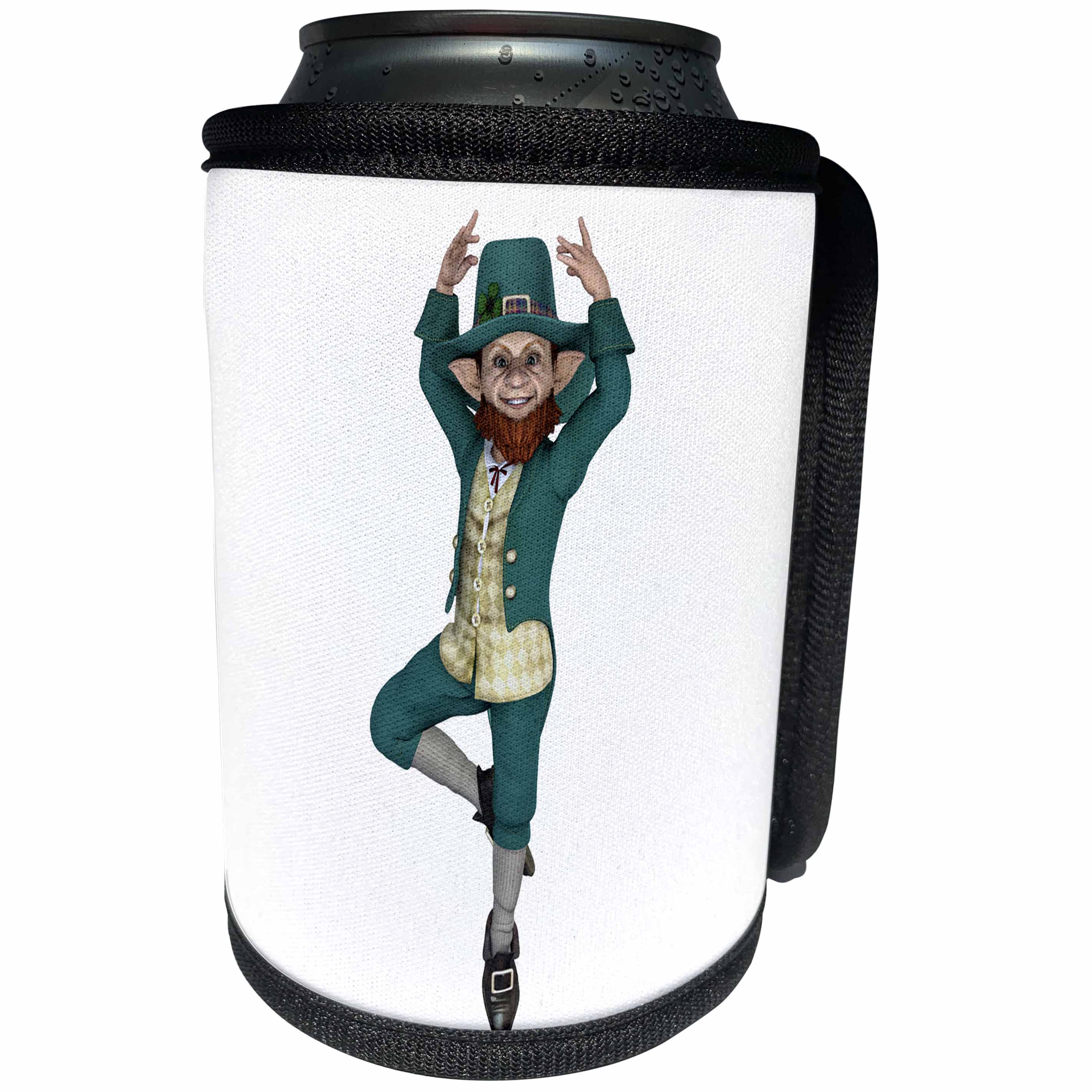 3dRose Boehm Graphics Holiday Saint Patricks Day - A Leprechaun Dancing a Jig - Can Cooler Bottle Wrap (cc_244283)