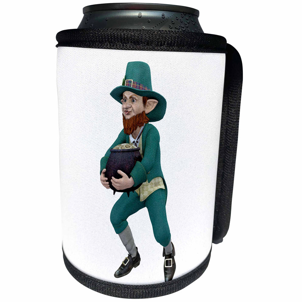 3dRose Boehm Graphics Holiday Saint Patricks Day - A Leprechaun Carrying His Gold - Can Cooler Bottle Wrap (cc_244284)