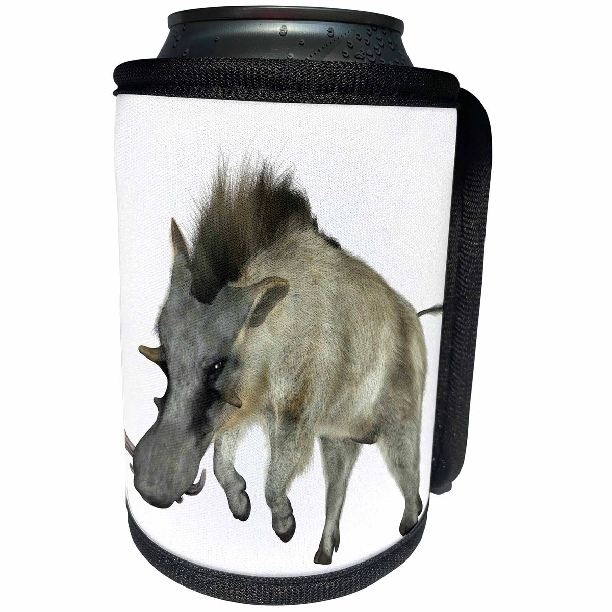 3dRose Boehm Graphics Animal - A Wild Warthog Running to the Right - Can Cooler Bottle Wrap (cc_244289)