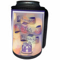 3dRose Beverly Turner Birthday Design - Ribbon and Cake Happy 74th Birthday - Can Cooler Bottle Wrap (cc_24429)