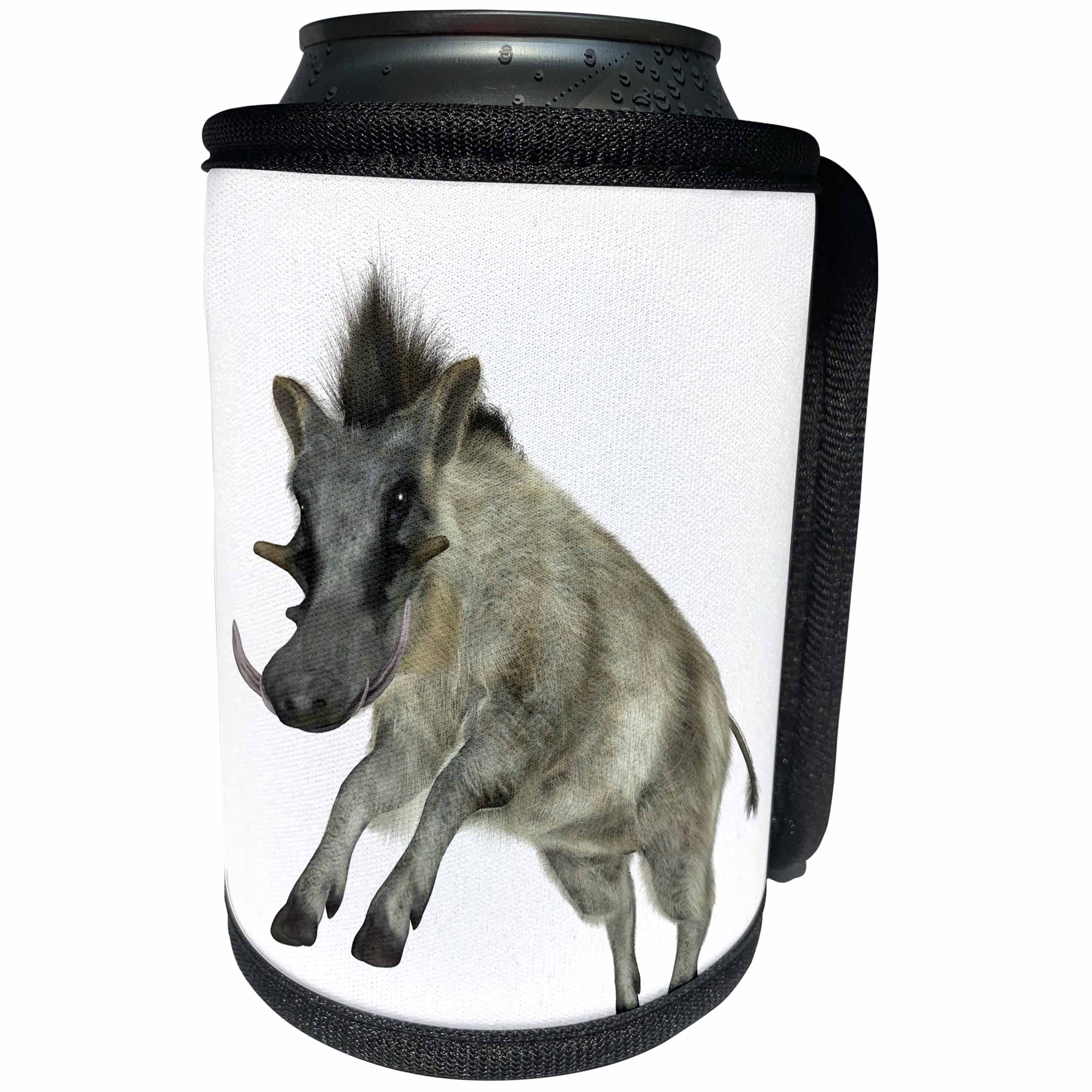 3dRose Boehm Graphics Animal - A Wild Warthog Leaping to the Right - Can Cooler Bottle Wrap (cc_244290)