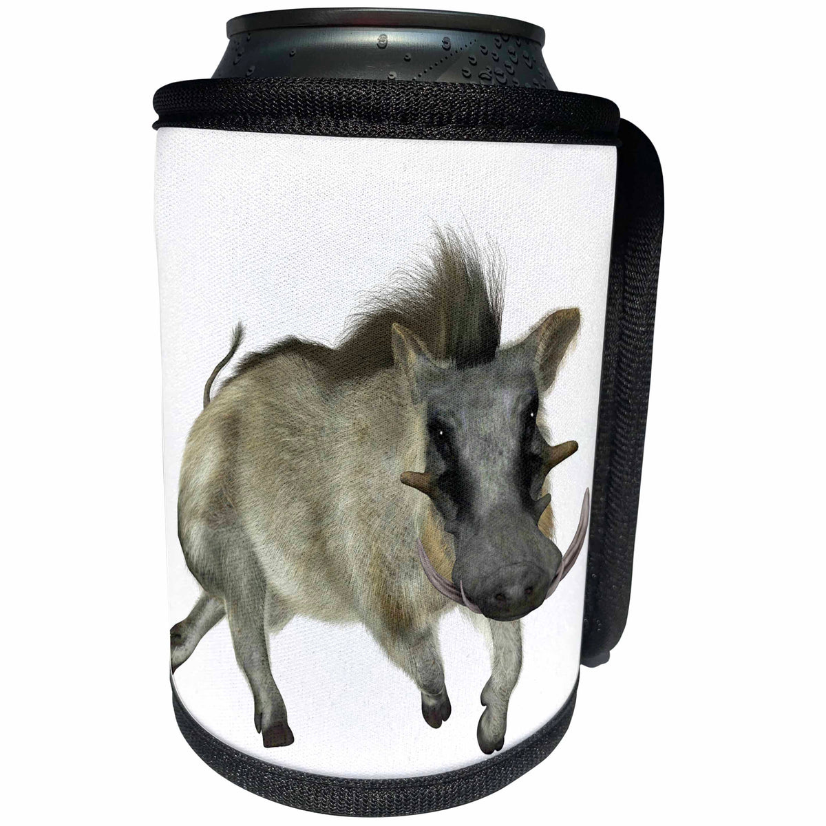 3dRose Boehm Graphics Animal - A Wild Warthog Running to the Left - Can Cooler Bottle Wrap (cc_244291)