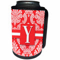 3dRose Doreen Erhardt Monogrammed Collection - Letter Y Monogram in a Peachy Salmon Vintage Damask - Can Cooler Bottle Wrap (cc_244645)