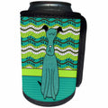 3dRose Doreen Erhardt Dogs - Waves and Chevron Patterns with Illustrated Dog in Greens and Browns - Can Cooler Bottle Wrap (cc_244680)