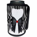 3dRose Doreen Erhardt Animal Print Collection - Fancy White Gown with Black and Silver Gray Animal Print Stripes - Can Cooler Bottle Wrap (cc_244686)
