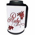 3dRose Doreen Erhardt Wedding Collection - RUBY Red with Roses Wedding or Business Anniversary Word Art - Can Cooler Bottle Wrap (cc_244688)