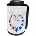 3dRose Doreen Erhardt Patriotic - Two Doves Hold a Red and Blue Star Heart with a White Background - Can Cooler Bottle Wrap (cc_244694)