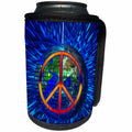3dRose Doreen Erhardt Retro - Retro Hippie Themed Peace on Earth with Disco Ball and Tie Dye - Can Cooler Bottle Wrap (cc_244697)