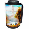 3dRose Doreen Erhardt California Collection - California Quail with Poppies and Golden Gate Bridge State Theme - Can Cooler Bottle Wrap (cc_244698)