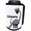 3dRose Doreen Erhardt Kids Collection - Catasaurus Rex Kids Birthday with Colorful Spots and Cat Face - Can Cooler Bottle Wrap (cc_244699)