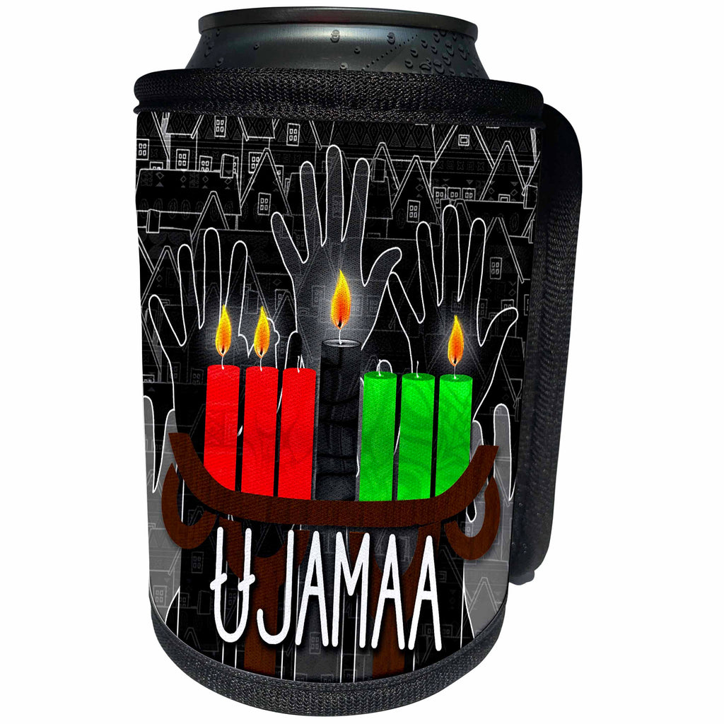 3dRose Doreen Erhardt Kwanzaa - Ujamaa Kwanzaa Day 4 Cooperative Economics December 29 - Can Cooler Bottle Wrap (cc_244706)