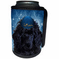 3dRose Doreen Erhardt Hanukkah Collection - Cute Black Toy Poodle Puppy in a Yamaka for Hanukkah in Blue - Can Cooler Bottle Wrap (cc_244711)
