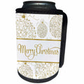 3dRose Doreen Erhardt Christmas Collection - Faux Gold Leaf Merry Christmas with Word Art Ornaments on White - Can Cooler Bottle Wrap (cc_244712)