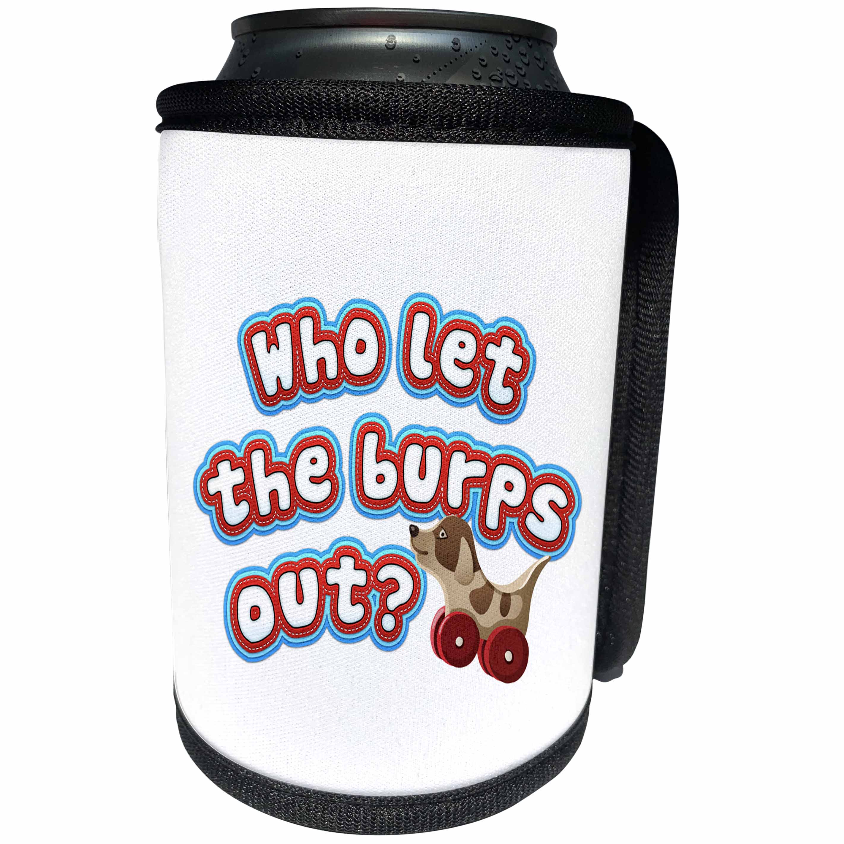 3dRose Carsten Reisinger - Illustrations - Who let the burps out. Funny Baby Designs - Can Cooler Bottle Wrap (cc_244724)