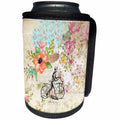 3dRose Carsten Reisinger - Illustrations - Bicycles Vintage Floral Illustration - Can Cooler Bottle Wrap (cc_244728)