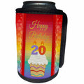 3dRose Beverly Turner Birthday Design - Cupcake with Number Candles, 20 Years Old Birthday - Can Cooler Bottle Wrap (cc_244919)