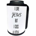3dRose Xander funny quotes - I love Jesus but I cuss a little, black letters on a white background - Can Cooler Bottle Wrap (cc_244952)