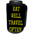 3dRose Xander inspirational quotes - Eat well, travel often, Yellow letters on a black background - Can Cooler Bottle Wrap (cc_244953)